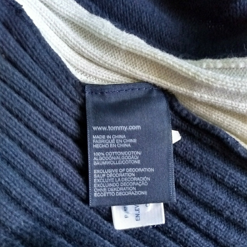 Tommy Hilfiger Navy Blue & White Ribbed Sweater - Picture 6 of 8